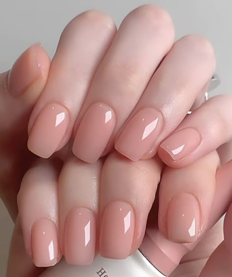 Gel Nails Ideas Short Plain, Clean Nail Polish Colors, Nail Colors Plain, Plain Color Nail Ideas, Nails Plain Simple, Plain Nails Colors, Plain Manicure, Milky French Manicure, Rose Jelly