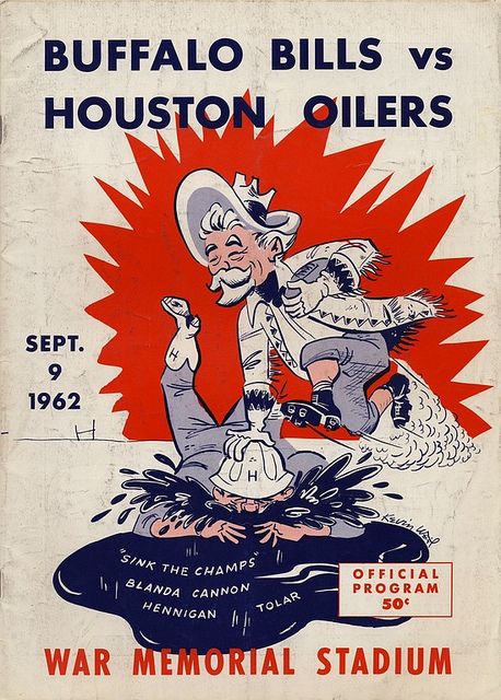 AFL program 1962-09-09 - Buffalo Bills vs. Houston Oilers Buffalo Bills Stuff, First Football Game, Baseball Teams Logo, Vintage Art Paintings, Texans Football, American Football League, Bills Mafia, Buffalo Bills Football, Houston Oilers