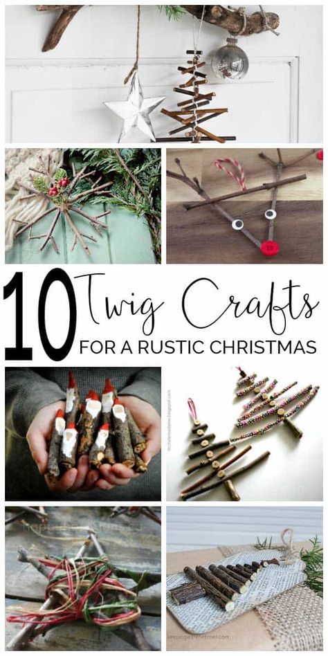 Natal Natural, Homemade Christmas Ornaments Diy, Twig Christmas Tree, Twig Crafts, Twig Art, Christmas Crafts To Sell, Christmas Crafts For Adults, Christmas Crafts To Make, Christmas Tree Crafts