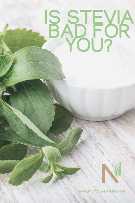 Stevia is a natural sugar-free option for baking, beverages, + more. But, is stevia bad for you? There are a lot of sugar alternatives out there with side effects that are negative... so let's dive deeper into what stevia is and what it can do to our bodies on the Nuvitru Wellness blog Is Stevia Bad For You, Recipes With Stevia, Sugar Side Effects, Stevia Desserts, Stevia Sugar, Stevia Recipes, Sugar Alternatives, Water Enhancer, Stevia Extract