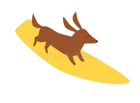 Dog Surfing Drawing, Dog Surfing Illustration, Surf Board Illustration, Surf Drawing, Surfboard Painting, Dog Swimming, Dog Vector, Summer Dog, Dog Beach