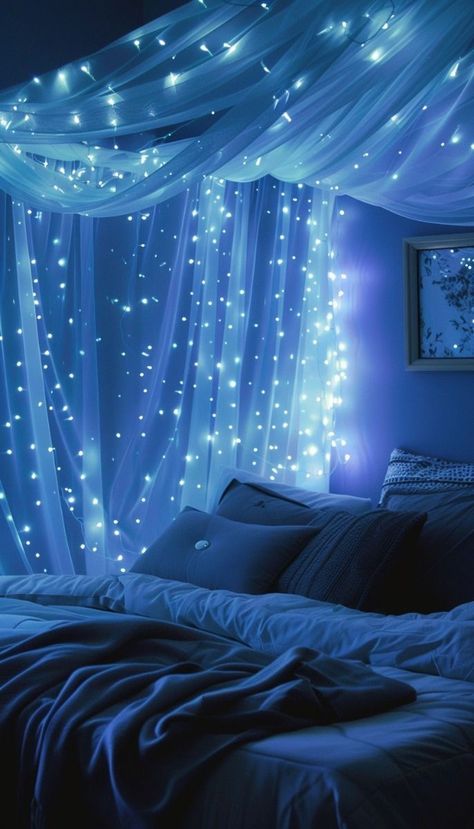 Girly Teenager Bedroom, Galaxy Themed Bedroom, Blue Room Decor Bedroom, Bedroom For Teenage Girl, Avatar Room, Magic Decor, Blue Room Decor, Bad Room, Whimsical Bedroom