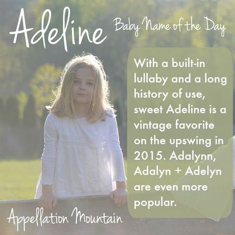 Sweet Adeline! Also spelled Adalynn, Adalyn, Adelyn, and Addilyn ... and so on. A vintage charmer with a song to sing no matter how the name is spelled. Baby Name Meaning, Gaelic Baby Names, Unusual Baby Names, Vintage Names, Girls Names, Name Inspiration, Name Meaning, Songs To Sing, Baby Boy Names