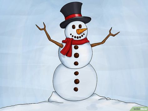 How to Draw a Snowman: 8 Steps (with Pictures) - wikiHow Snow Man Drawing Easy, Snowmen Drawings, How To Draw Snow, Painting Snowman, Snowman Pictures, Snowman Drawing, Draw A Snowman, Drawing Winter, Cards Drawing