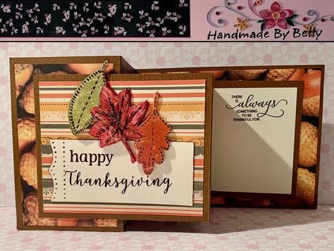 Thanksgiving Z-Fold by gabbygal at Splitcoaststampers 3d Leaves, Brown I, Inside And Outside, Hero Arts, Petunias, Happy Thanksgiving, I Card, Thank You So Much, Tea Party