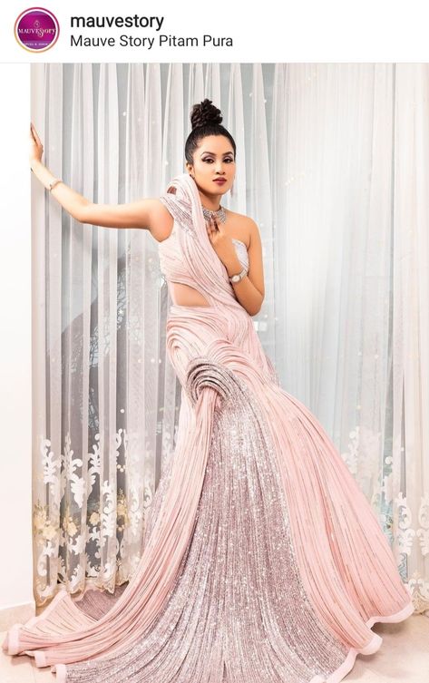 Wave Sculpture, Full Length Dresses, Structured Gown, Indo Western Outfits, Gaurav Gupta, Choli Dress, Mother Dress, Pink Background Images, Engagement Dress