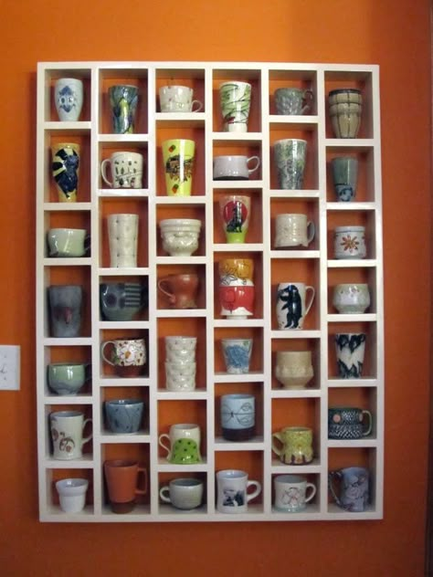 6 Gorgeous ways to make your collectibles look organized – SheKnows Coffee Cup Rack, Kabinet Dapur, Mug Display, Dining Storage, Building Ideas, Cups And Saucers, Design Case, Where The Heart Is, My Dream Home