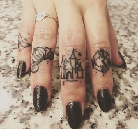 Cinderella tattoo Cinderella Tattoo, Tattoos For Women On Thigh, Tattoo Main, Disney Sleeve Tattoos, Girl Neck Tattoos, Tattoo Disney, Tattoo Finger, Disney Sleeve, Finger Tattoo For Women