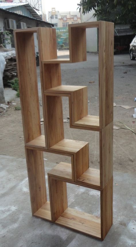 Tetris Bookshelf, Regal Design, Wall Shelves Design, Bookshelf Design, Living Room Partition Design, Room Partition Designs, Living Room Partition, Partition Design, Beginner Woodworking Projects