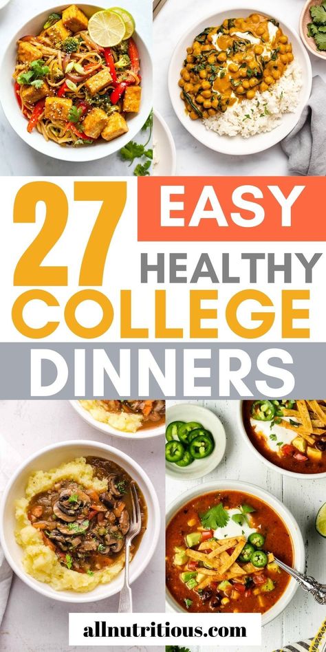 If you are looking for the best easy healthy dinners to make at college this year you need to see these easy college dinner recipes. These healthy college meal ideas are perfect to make on busy days full of lectures. Cheap Dinner Recipes For One, Easy College Meals Healthy Dorm Room, Cheap College Dinners, Healthy Dinner College Student, Easy Dinner Ideas College, Cheap Healthy Dinners For One, Gluten Free College Meals, Health College Meals, Easy Dinners College Students