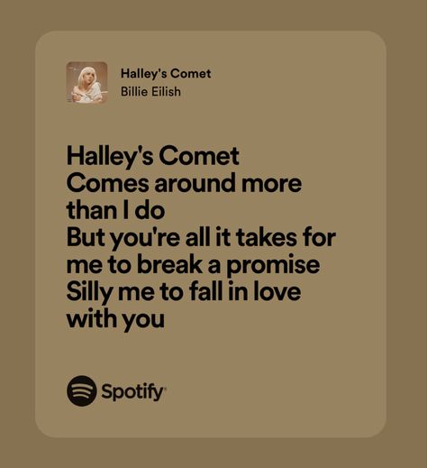 Halleys Comet Lyrics, Halley’s Comet Billie Eilish, Billie Eilish Lyrics, Halley's Comet, Huge Family, Relatable Lyrics, Soul Ties, Brain Chemistry, Happier Than Ever