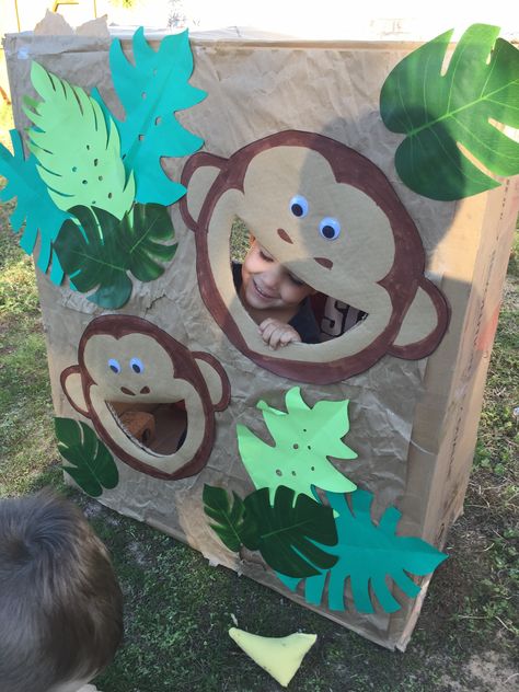 Monkey Party Ideas Decorations, Monkey Banana Birthday Party, Monkey Party Games, Safari Birthday Party Crafts, Monkey Themed First Birthday, Two Wild Birthday Party Games, Wild One Birthday Party Games, Jungle Party Games, Safari Party Games