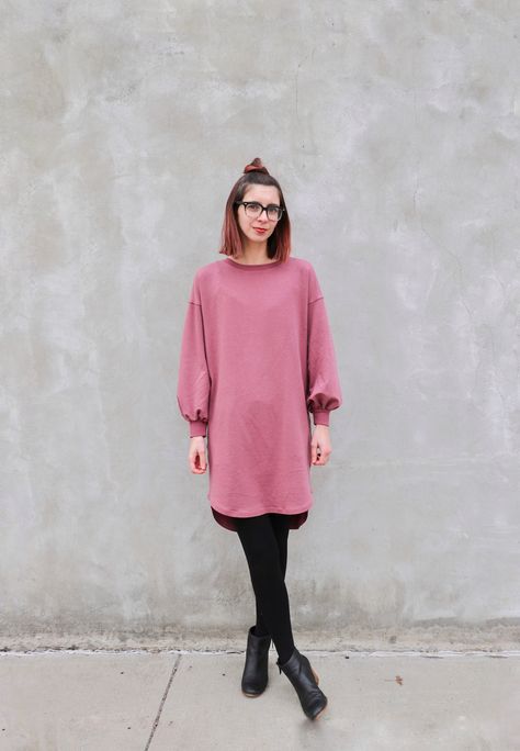 megan nielsen design diary: How to make a Jarrah (and mini Jarrah!) sweatshirt dress with bishop sleeves Jarrah Sweater, Dress With Bishop Sleeves, Bodice Pattern, Muslim Fashion Outfits, Diy Sewing Clothes, Bishop Sleeve, Straight Stitch, Dress Sewing, Wardrobe Ideas