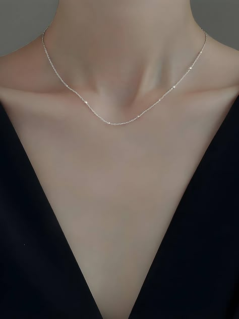 | Simple Silver Necklace Silver Luxury Jewelry, Dainty Silver Jewellery, Elegant Jewelry Silver, Silver Chain Designs For Women, Cute Jewelry Silver, Simple Jewelry Silver, Silver Chains For Women, Silver Chain For Women, Dainty Silver Jewelry