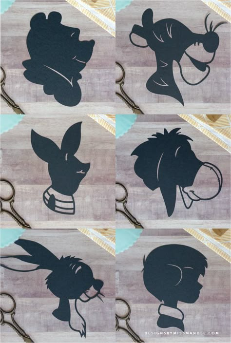 Winnie The Pooh Silhouette Svg, Eeyore Silhouette, Winnie The Pooh Crafts, Silhouettes Disney, Tigger Eeyore, Deco Disney, Disney Cricut, Disney Silhouette, Disney Silhouettes