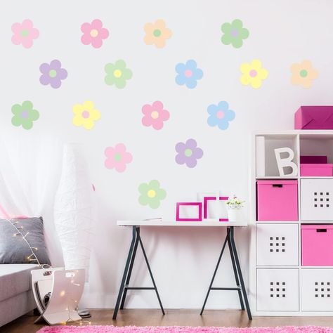 You will get 16 pieces danish pastel aesthetic cute flowers wall stickers with 8 different macaron colors. If you want to add vibrancy of color to your room without being monotonous, this set is an unmissable choice. This set is the perfect decoration for placing in dorm, bedrooms, living room, play room, bathroom, kitchen, porch, balcony, nursery, classrooms, window, door, and so on. Enrich your space layout, make it look more dynamic and beautiful. Preppy Hippie, Girls Wall Stickers, Danish Pastel Aesthetic, Kidcore Aesthetic, Floral Wall Decals, Flower Wall Decals, Floral Decal, Nursery Wall Stickers, Danish Pastel