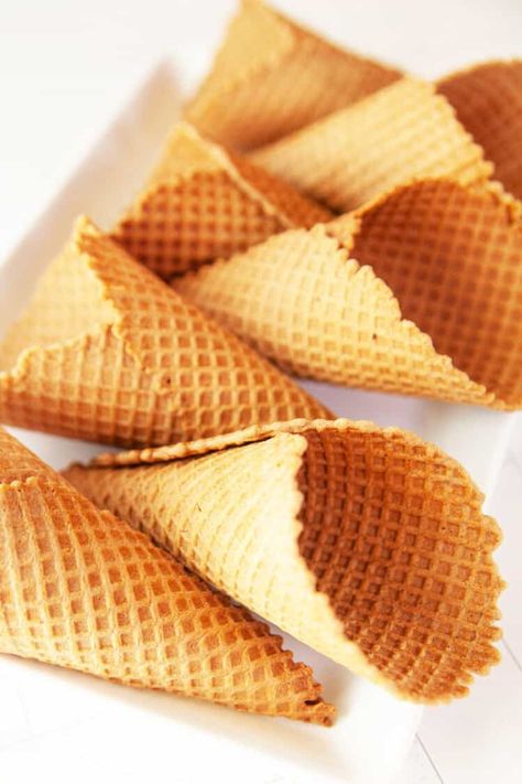 Homemade Waffle Cone Recipe Homemade Waffle Cones, Dq Ice Cream, Homemade Ice Cream Cone, Ice Cream Cones Recipe, Diy Waffles, Homemade Waffle, Waffle Cone Maker, Waffle Cone Recipe, Cone Dessert