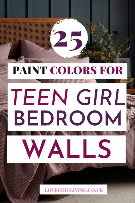 25 Paint Color Ideas for Teenage and Tween Girl Bedrooms [2024] - Love Chic Living Ideas For A Teenage Girls Bedroom, Teenage Bedroom Colors, Cute Room Wall Colors, Teen Paint Colors Bedroom, Bright Paint Colors For Bedroom, Teenage Bedroom Paint Ideas, High School Bedroom Ideas Girl, Teen Room Wall Paint, Paint Colors For Teenage Girls Room