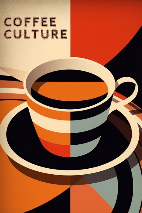 illustrations of coffee culture theme Menu Illustration, Coffee Infographic, Tea Labels, Coffee Bar Ideas, Art Deco Coffee, Coffee Art Print, Coffee Cup Art, Art Deco Bar, Coffee Wall