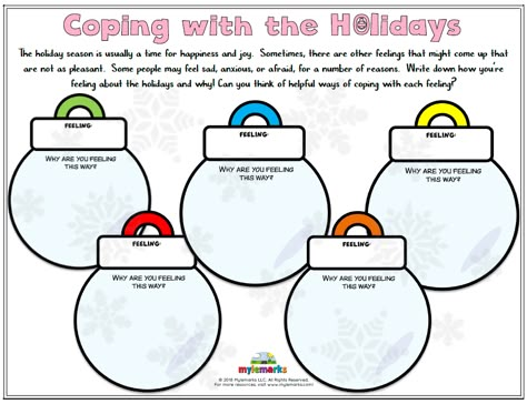 Social Health Activities, Christmas Mental Health Activity For Kids, Holiday Coping Skills Activity, Therapeutic Christmas Activities, Winter Counseling Activities For Kids, Therapy Christmas Activities, Christmas Coping Skills Activity, Holiday Coping Skills, Holiday Counseling Activities For Kids