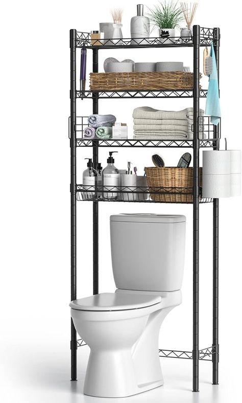 Amazon.com: Hodonas Over Toilet Bathroom Organizer, 4-Tier Over The Toilet Storage Shelf Bathroom Shelves, Above Toilet Storage Rack Bathroom Space Saver, Black : Home & Kitchen Over The Toilet Shelf, Above Toilet Storage, Toilet Storage Rack, Shelves Above Toilet, Toilet Shelf, Above Toilet, Over Toilet Storage, Bathroom Shelves Over Toilet, Shelves Over Toilet