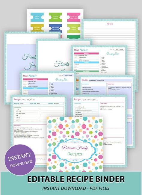 Organize your recipes in this editable printable recipe binder. Create a beautiful collection of your favorite recipes with this recipe book binder. Download, Edit, and Print! Recipe Book Design Diy, Diy Cookbook Ideas, Free Printable Recipe Pages, Recipe Binder Printables Free, Recipe Templates Free, Recipe Organization Binder, Recipe Binder Template, Recipe Binder Printables, Diy Recipe Binder