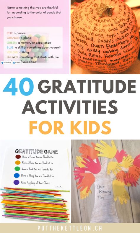 40 Fun Gratitude Activities For Kids Gratitude Family Activity, Gratitude School Activities, Grateful Kids Activities, Attitude Of Gratitude Activities, We Are Thankful For Preschool, Family Gratitude Activities, Kids Thankful Activities, Thankfulness Preschool Activities, Grateful Crafts For Kids