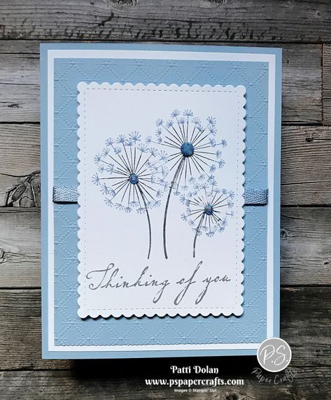 Cards With Dandelions, Sympathy Cards Stampin Up Ideas 2022, Dandelion Embossing Folder Cards, Su Dandelion Wishes Cards, Stampin Up Dandelion Embossing Folder, Easy Sympathy Cards, Stampin Up Dandelion Wishes Cards, Condolence Cards Handmade Simple, Handmade Sympathy Cards Ideas