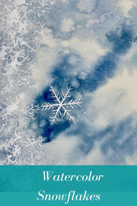 Painting Snowflakes, Watercolor Snowflake, Diy Watercolor Cards, Watercolor Christmas Cards Diy, Snowflakes Art, Watercolor Beginner, Watercolor Video, Watercolor Paintings For Beginners, Winter Watercolor