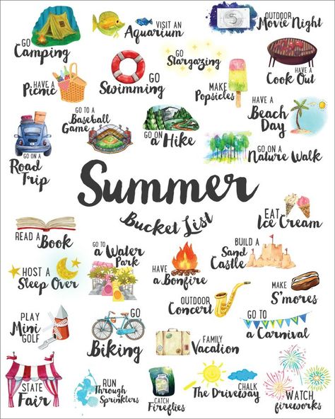 Summer Bucket List Make the most of this season and enjoy all that comes with it: the sun and heat, cool treats, cookouts, and all the water games! We’ve combined our favorite ideas into this Free Summer Bucket List which you can print and hang up wherever will best remind you of all the fun... Bucket List For Teens, Chelsea's Messy Apron, Bucket List Journal, Fall Bucket List, Summer Fun List, Summer Bucket List, Budget Planer, Summer Plans, Free Summer