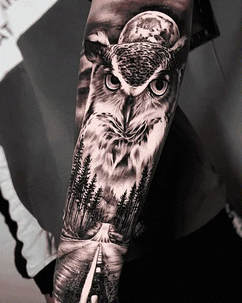 Owl Tattoo Design Images (Owl Ink Design Ideas) Owl Tattoo Arm, Owl Forearm Tattoo, Simple Owl Tattoo, Mens Owl Tattoo, Owl Eye Tattoo, Traditional Owl Tattoos, Barn Owl Tattoo, Realistic Owl Tattoo, Owl Tattoo Sleeve