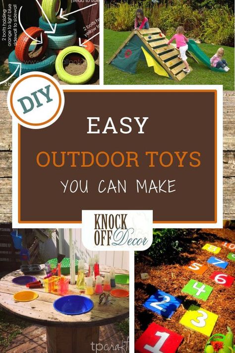 Easy Outdoor Toys You Can Make Today - KnockOffDecor.com Toddler Outdoor Play, Diy Outdoor Toys, Outdoor Kids Play Area, Toddler Play Area, Toddler Playground, Backyard Toys, Play Area Backyard, Outdoor Play Spaces, Backyard Kids Play Area