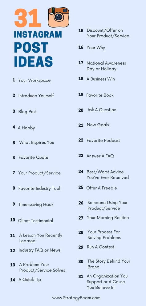 It can be time-consuming to think of what to post on Instagram. That's why we created this list of 31 instagram post ideas to save you time. #Instagram #SocialMedia #PostIdeas How To Curate Your Instagram, Best Times To Post On Instagram 2023, Instagram Written Post, Instagram Sales Post, Instagram Post Types, Tuesday Instagram Post Ideas, About Me Instagram Post Ideas, Instagram Post Challenges, Instagram Topic Ideas