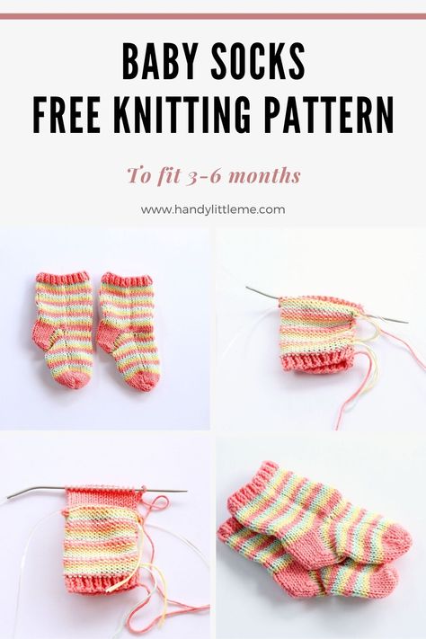 Baby socks knitting pattern free. Make a pair of striped baby socks to fit size 3-6 months. #babyknitting #babysocks #sockknitting #stripedsocks #knitting #freepattern Knit Baby Socks Pattern, Baby Socks Free Knitting Pattern, Baby Socks Crochet Pattern, Baby Socks Knitting, Knitted Baby Socks, Baby Socks Knitting Pattern, Baby Socks Pattern, Knitted Socks Free Pattern, Crochet Baby Socks