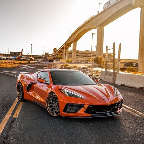 Stingray Orange, Chevrolet Corvette C8 Stingray, Corvette C8 Stingray, Black Porsche, Orange Car, Corvette C8, Classic Corvette, Luxurious Cars, Chevrolet Corvette Stingray