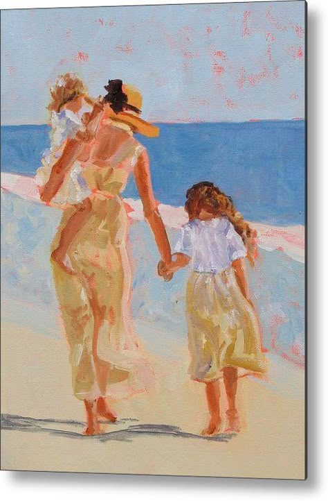 Mother And Two Daughters, Mother Daughter Art, Mother Daughters, Mother Art, Two Daughters, My Daughters, Mother And Daughter, Beach Art, Mothers Love