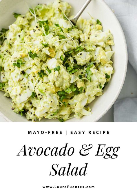 Perfect hard-boiled eggs with a creamy texture make this Avocado Egg Salad both a healthy and delicious lunch you can whip up fast! Avocado Egg Salad Recipe, Egg Recipes For Lunch, Avocado Egg Recipes, Boiled Egg Salad, Healthy Egg Salad, Egg Lunch, Mayo Dressing, Easy Egg Salad, Perfect Hard Boiled Eggs