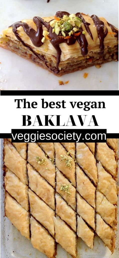 Vegan Baklava, Coconut Nectar, Vegan Pastries, Baklava Recipe, Vegan Snack Recipes, Lemon Syrup, Vegan Baking Recipes, Filo Pastry, Healthy Vegan Desserts