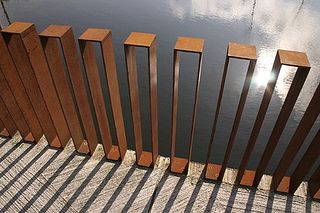 Railings - boxy by PortlandDevelopments, via Flickr Tilburg Netherlands, Garde Corps Metal, Lan Can, Urban Furniture, Rusted Metal, Deck Railings, Railing Design, Corten Steel, Street Furniture