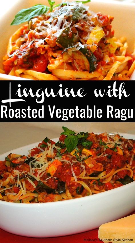 Vegetable Ragu, Ragu Pasta, Pasta Vegetarian, Healthy Italian Recipes, Roasted Vegetable Pasta, Vegetable Spaghetti, Linguine Recipes, Ragu Recipe, Vegetarian Italian