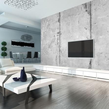 Wallpaper | Distressed Concrete Panels Concrete Wall Panels, Concrete Interiors, Concrete Wallpaper, Look Wallpaper, Concrete Panel, Concrete Walls, Tv Wall Design, Feature Walls, White Brick