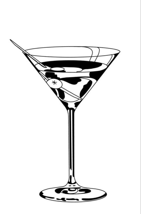 Martini Glass Illustration, Martini Glass Tattoo, Martini Graphic, Tårta Design, First Tattoo Ideas, Cocktail Design, Graphic Aesthetic, Soyut Sanat Tabloları, Getting A Tattoo