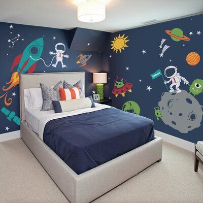 Outer Space Bedroom Decor, Outer Space Bedroom, Space Wall Decals, Room Organization Bedroom, Space Themed Bedroom, Space Themed Room, Themed Kids Room, Boys Bedroom Decor, Big Boy Room