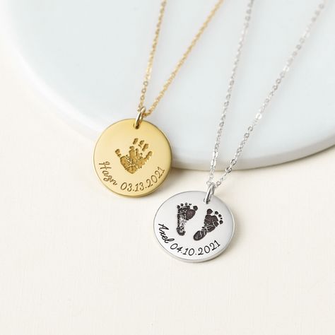 Footprint Necklace, First Time Mother, Court Message, Toddler Necklace, Mom Pendant, Baby Handprint, Mother Necklace, Baby Footprint, Baby Loss