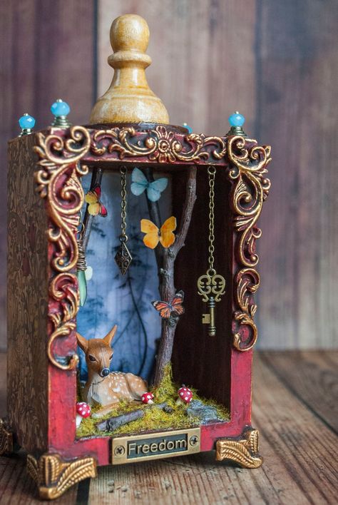 Collage Story, Shadowbox Art, Shrines Box, Box Diorama, Box Assemblage, Shrines Art, Miniature Diorama, Hope Christmas, Diy Shadow Box