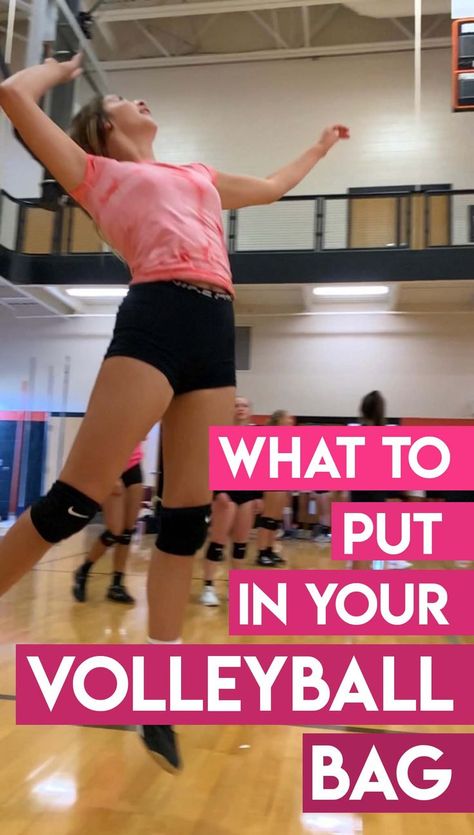 A list of over 50 items that volleyball players should back in their bags. Female Volleyball Player, Volleyball Locker, About Volleyball, Club Volleyball, High School Games, Volleyball Tournament, Volleyball Bag, Volleyball Tournaments, Volleyball Games