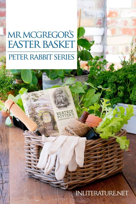 Pull together the perfect gardening gift basket for the gardener (or would be gardener!) in your life. Inspired by Mr McGregor from Peter Rabbit, and Beatrix Potter's love of gardening, there are ideas for both adults and children gift baskets. Spring Raffle Basket, Garden Gift Basket Ideas, Gardening Gift Basket Diy, Garden Gift Basket, Adult Gift Basket, Gardening Gift Basket, Peter Rabbit Toys, Peter Rabbit Garden, Gardening Gift Box