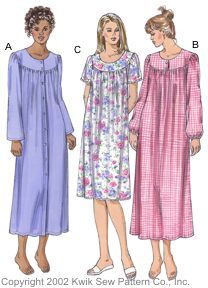 Purchase Kwik Sew 3106 Nightgowns and read its pattern reviews. Find other Loungewear, Sleepwear, sewing patterns. 2000s Sewing Patterns, Elderly Clothes, Sewing Patterns Dress, Dressing Modestly, Night Wear Dress, Cotton Night Dress, Maternity Nursing Clothes, Nightgown Pattern, Kwik Sew Patterns