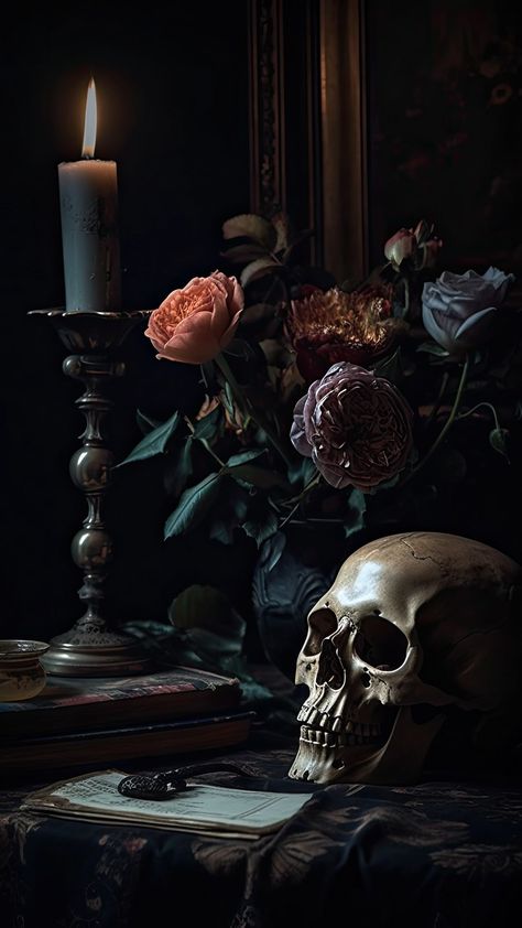 Vanitas Paintings, Gem Crafts, Gothic Wallpaper, Witchy Wallpaper, Image Nature, Soyut Sanat Tabloları, Skull Wallpaper, Gothic Aesthetic, Arte Fantasy