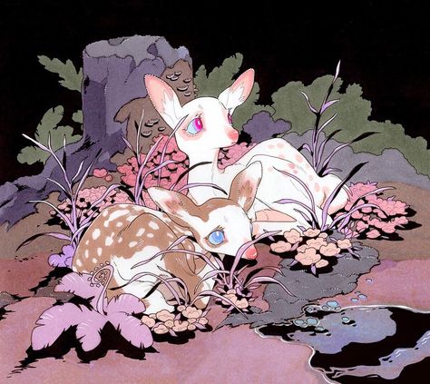 Deer Art, Ethereal Art, 영감을 주는 캐릭터, Pics Art, Funky Art, Creature Art, 귀여운 동물, A Drawing, Pretty Art